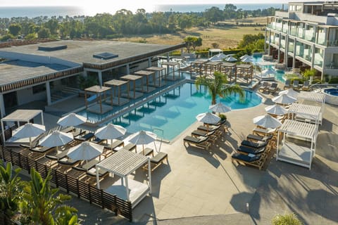Property building, Living room, Swimming pool
