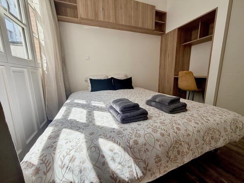 Bed, Photo of the whole room, Bedroom, towels, wardrobe