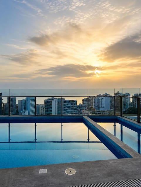 Pool view, Sea view, Swimming pool, Sunset