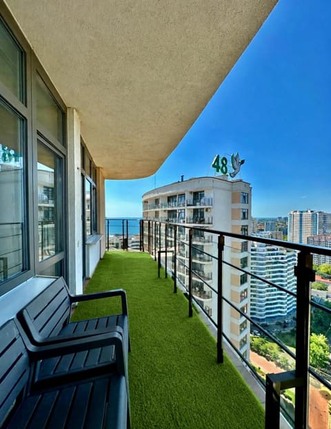 Property building, Patio, Day, Natural landscape, View (from property/room), Balcony/Terrace, Balcony/Terrace, Living room, Seating area, Sea view