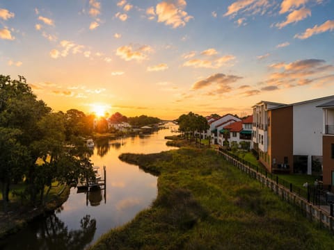 Property building, Neighbourhood, Natural landscape, Sea view, Sunset