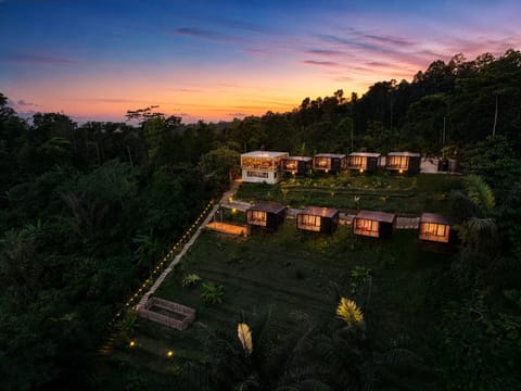 Property building, Natural landscape, Mountain view, Sunset