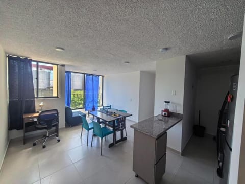 Kitchen or kitchenette, Living room, Seating area, Dining area