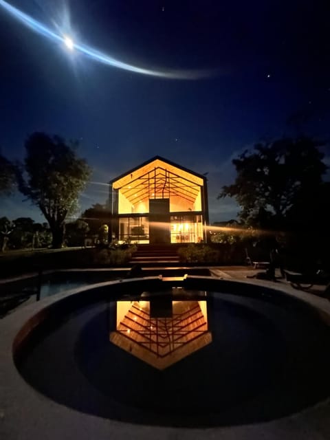 Property building, Night, Pool view, Swimming pool