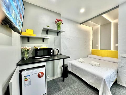 Bed, TV and multimedia, Kitchen or kitchenette, Bedroom