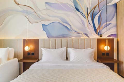 Bed, Decorative detail, Bedroom, hair dryier, safe, wardrobe, air conditioner