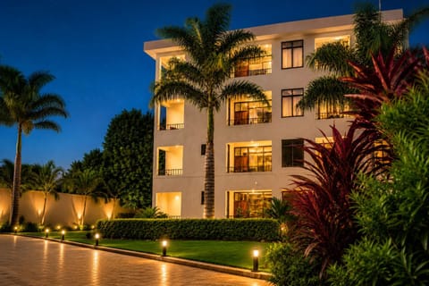 Property building, Night, Garden