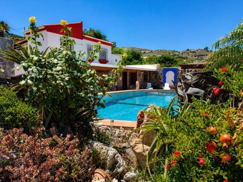 Property building, Patio, Spring, Day, Natural landscape, Garden, Garden view, Mountain view, Pool view, Swimming pool, sunbed