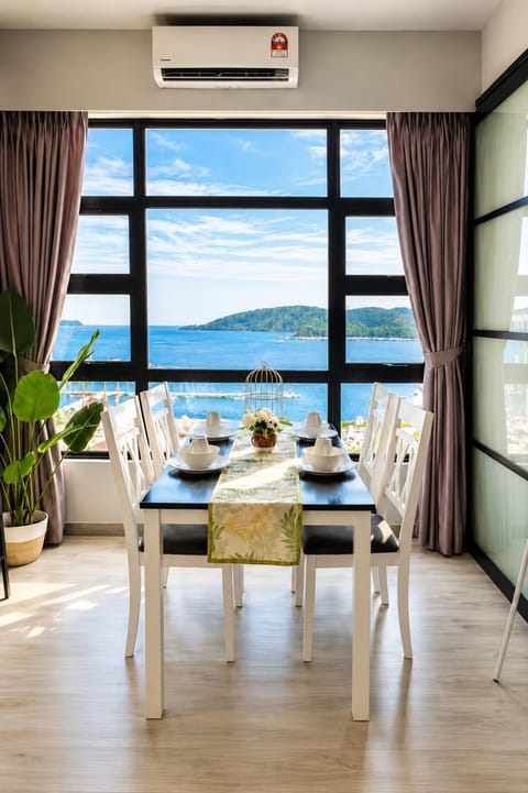 Natural landscape, View (from property/room), Living room, Dining area, Sea view