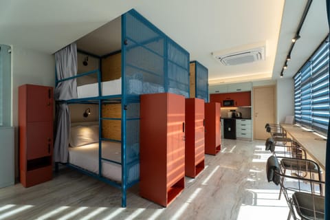 Bed, Kitchen or kitchenette, bunk bed, air conditioner