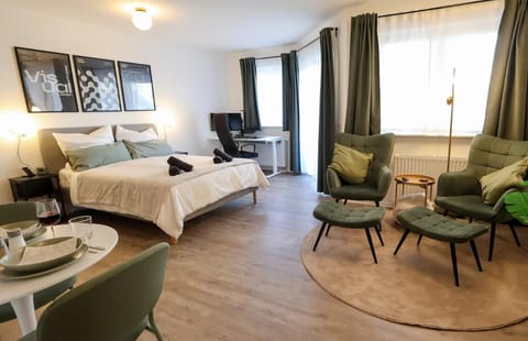 Bed, Living room, Photo of the whole room, Seating area, Bedroom