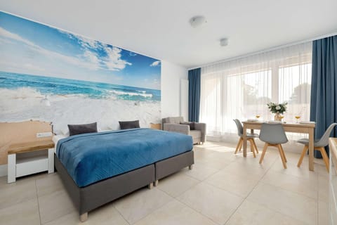 Bed, Living room, Seating area