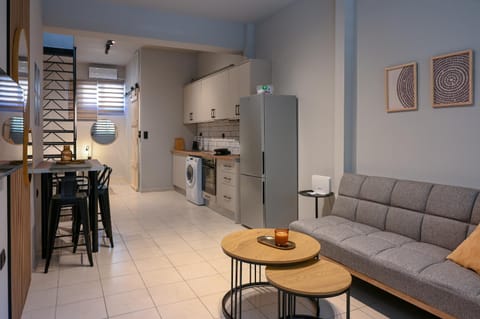 Kitchen or kitchenette, Living room, Dining area, oven, stove