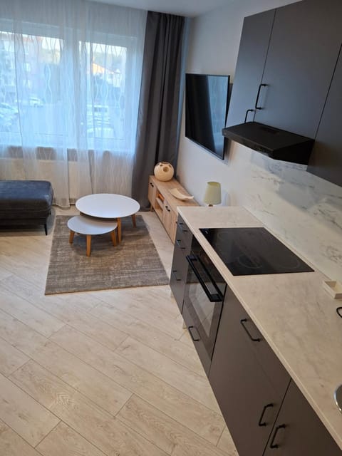 TV and multimedia, Kitchen or kitchenette, Living room, Seating area, Dining area, stove