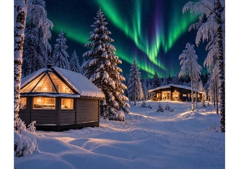 Property building, Night, Natural landscape, Winter
