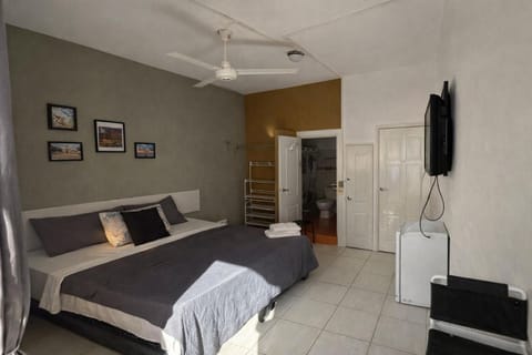 Bed, Decorative detail, Bedroom, City view, dryer