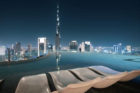 Night, Sea view, Swimming pool
