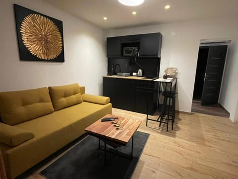 Coffee/tea facilities, Kitchen or kitchenette, Living room, Seating area