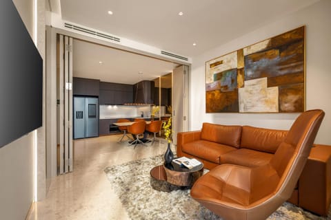Kitchen or kitchenette, Living room, Seating area