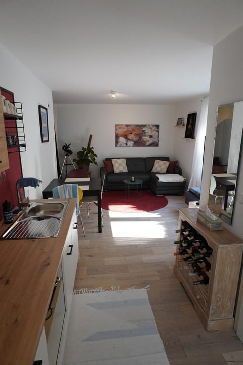 Kitchen or kitchenette, Living room, Seating area, Dining area