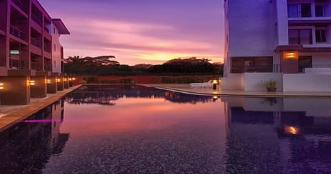 Property building, Pool view, Swimming pool, Sunset