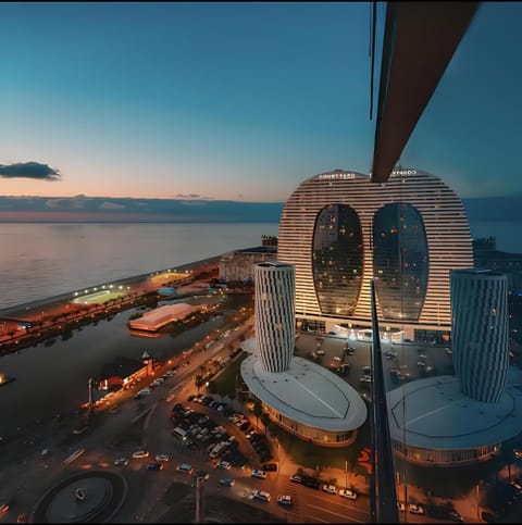 Night, Natural landscape, Bird's eye view, City view, Sea view