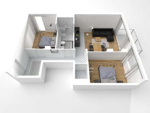 Property building, Bird's eye view, Kitchen or kitchenette, Floor plan