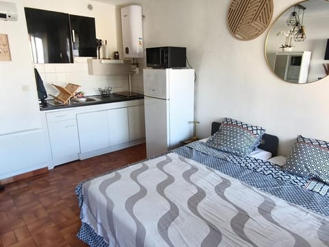 Bed, Kitchen or kitchenette, Photo of the whole room, Bedroom