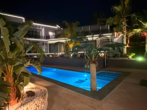 Night, Pool view, Swimming pool