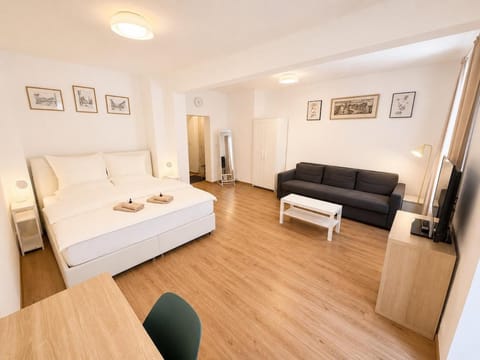 Bed, TV and multimedia, Living room, Photo of the whole room, Seating area, Bedroom