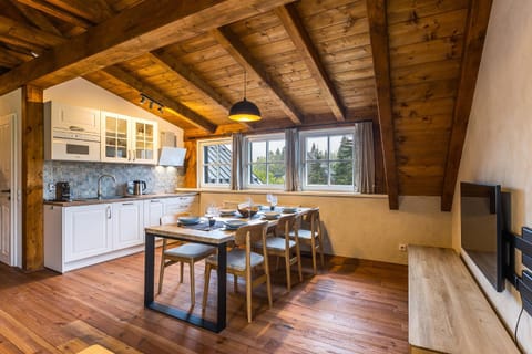 Kitchen or kitchenette, Dining area, stove