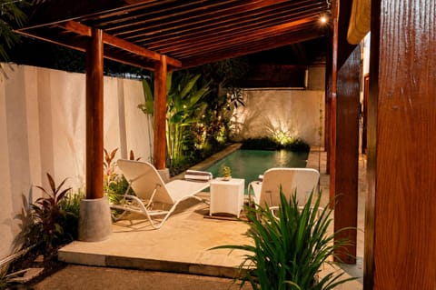 Patio, Natural landscape, Garden, Seating area, Garden view, Pool view, Swimming pool, sunbed