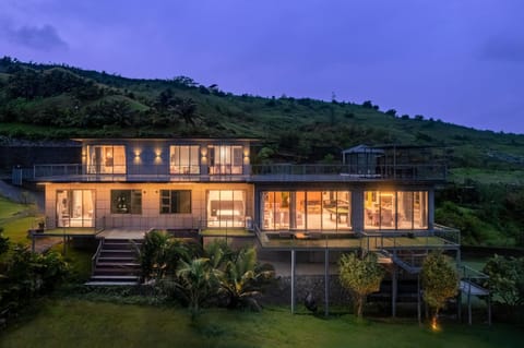 Property building, Night, Garden