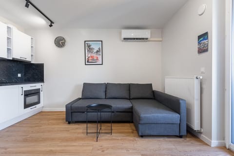 Kitchen or kitchenette, Living room, Seating area, air conditioner