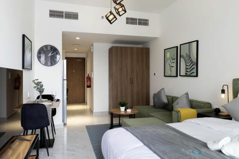 Bed, Living room, Seating area