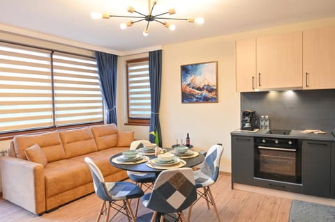 Kitchen or kitchenette, Living room, Dining area, stove