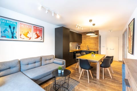 Kitchen or kitchenette, Living room, Seating area