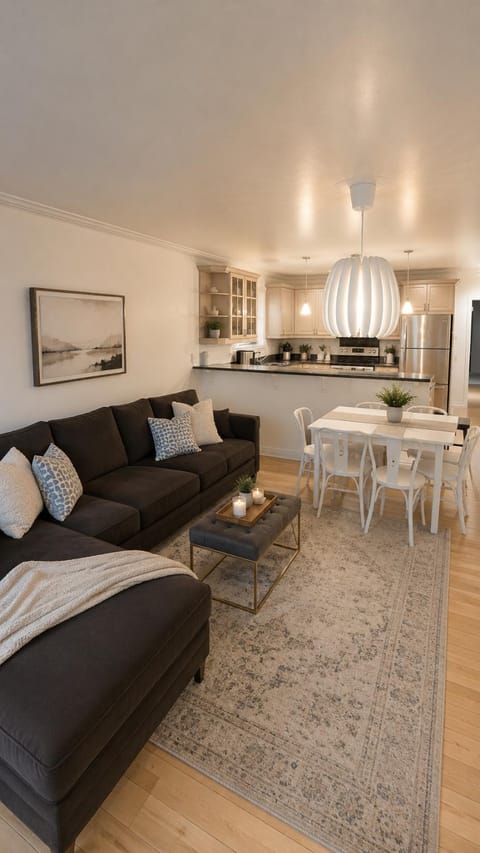 Kitchen or kitchenette, Living room, Dining area