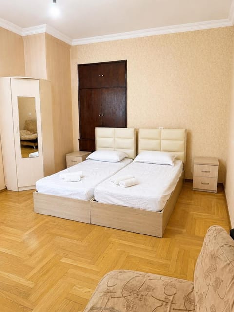 Bed, Photo of the whole room, Bedroom, towels, wardrobe, air conditioner