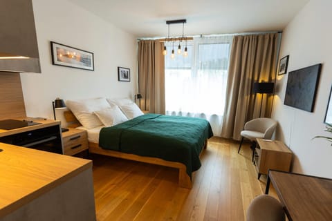 Bed, TV and multimedia, Seating area, Bedroom