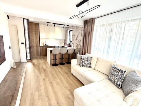 Kitchen or kitchenette, Living room, Seating area, stove, air conditioner