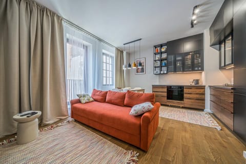 Kitchen or kitchenette, Living room, Seating area
