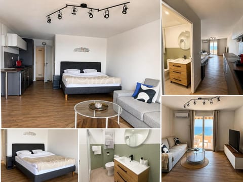 Bed, TV and multimedia, Kitchen or kitchenette, Living room, Photo of the whole room, Seating area, Dining area