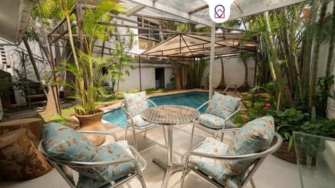 Patio, Pool view, sunbed