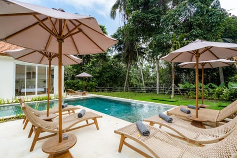 Swimming pool, sunbed