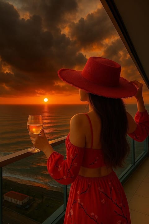 People, Natural landscape, Food and drinks, Sea view, Drinks, Alcoholic drinks, Sunrise, Sunset, group of guests