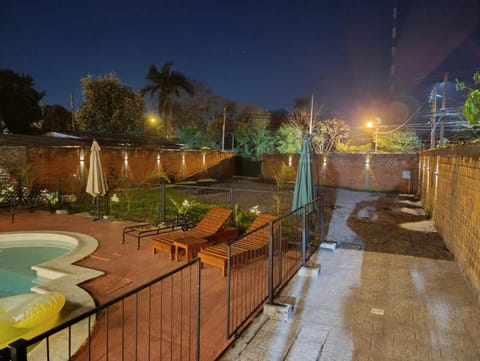 Night, Natural landscape, Garden view, Swimming pool