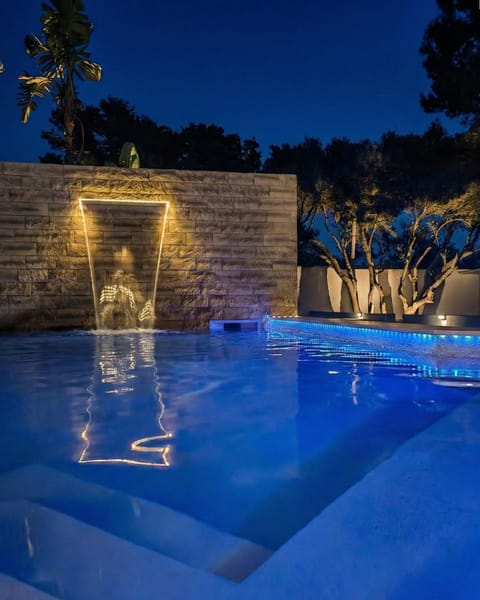 Night, Pool view, Swimming pool, Swimming pool