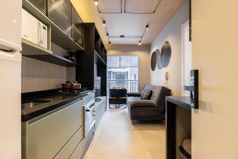 Kitchen or kitchenette, Living room, Seating area