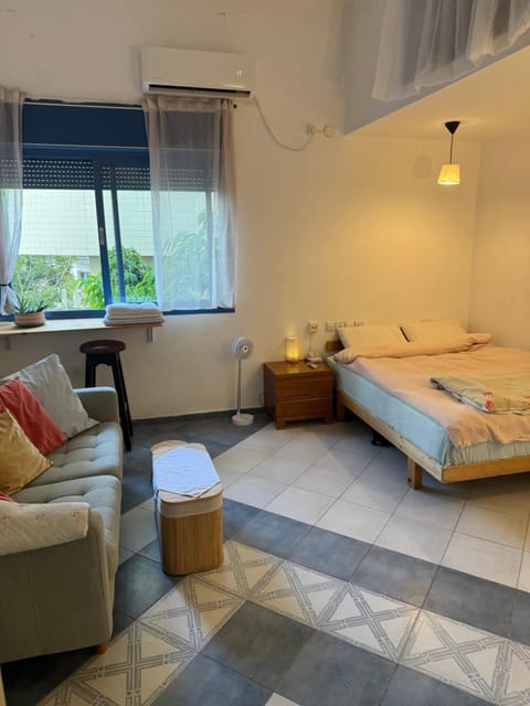 Bed, Seating area, Bedroom, Inner courtyard view, air conditioner